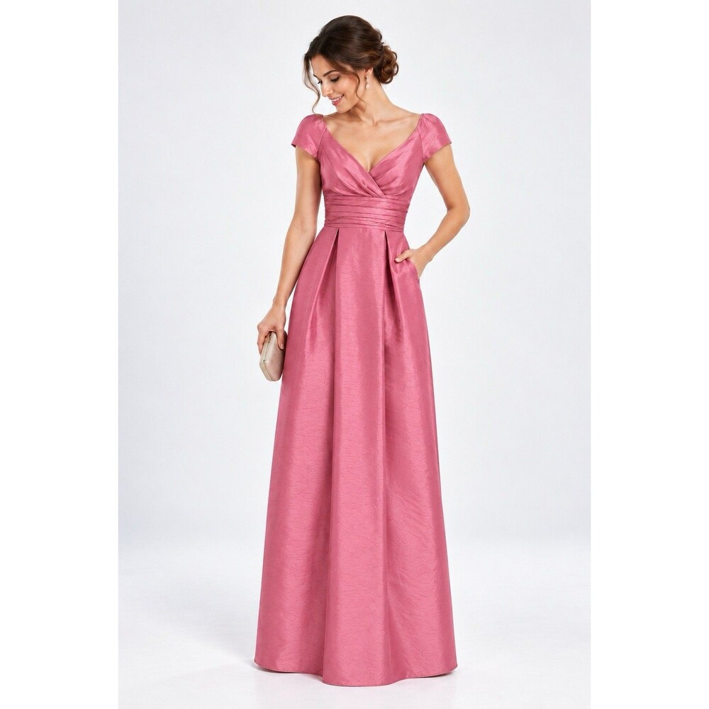 Alfred Sung D501 Begonia Pink Size 10 Bridesmaid Wedding Maxi Dress Pockets NWT